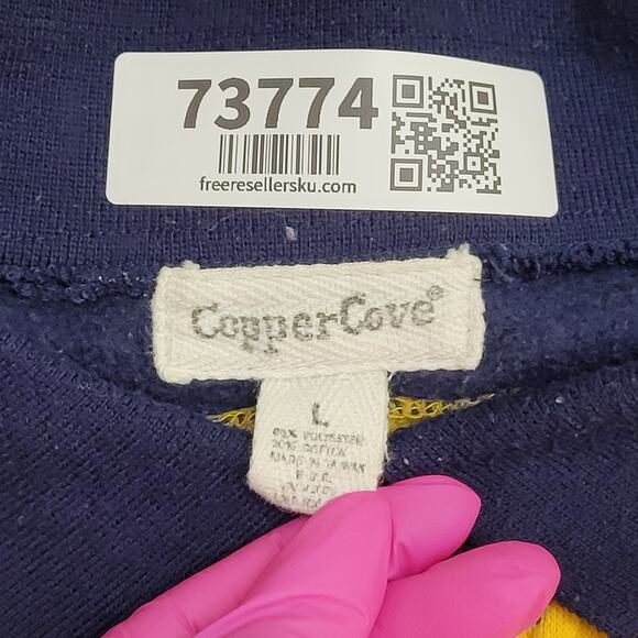 Vintage 80s MOD Collared Sweatshirt Large 22x25 Two-Tone - Picture 7 of 12